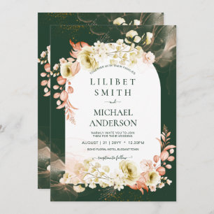 Emerald Season Coral Green Floral Wedding