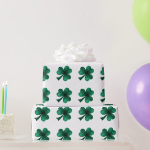 Emerald Sparkles Shamrock Clover groen wit Cadeaupapier