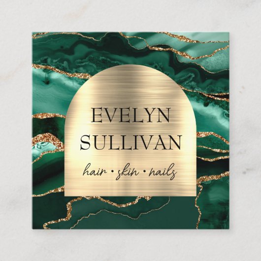 Emerald vert agate faux carte de visite arche (Devant)