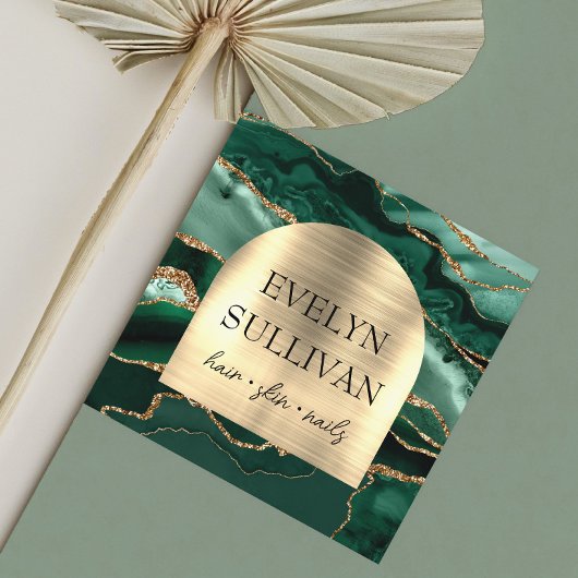 Emerald vert agate faux carte de visite arche