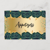 Emerald vert or fleurs fête carte de table (Devant)