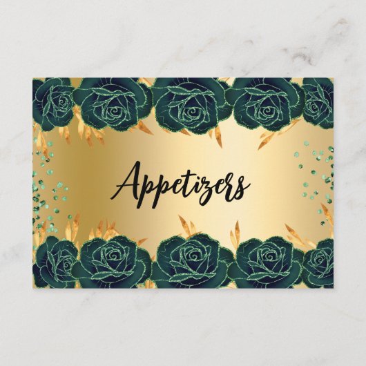 Emerald vert or fleurs fête carte de table (Dos)