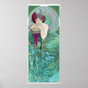 Emerald (vier juwelen), Alphonse Mucha Poster