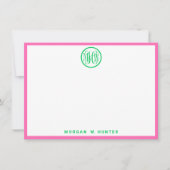 Emerald Vine Script Monogram Font DIY BG Hot Pink Bedankkaart (Voorkant)