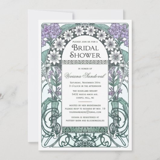 Emerald Violet Garden Bridal Shower-uitnodigingen Kaart (Voorkant)
