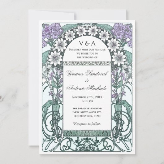 Emerald Violet Garden Wedding Invitations Kaart (Voorkant)