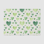 Emerald Watercolor Hearts & Gold Leaf Tissuepapier (Voorkant)