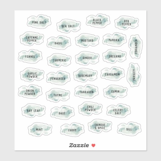 Emerald Watercolor Herb et Étiquettes d'épices (Feuille)