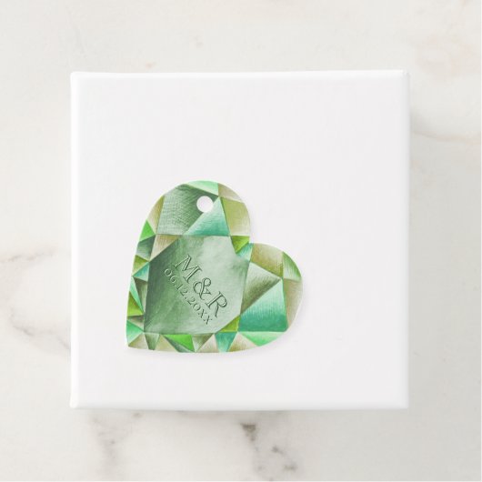 Emerald Waterverf hart 55e bruiloft Jubileum Bedankjes Labels (In situ)