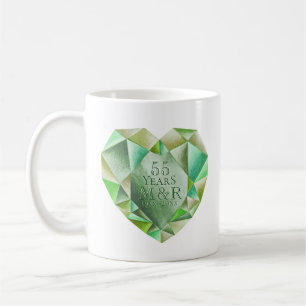 Emerald Waterverf hart 55e bruiloft Jubileum Koffiemok