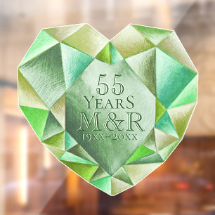 Emerald Waterverf hart 55e bruiloft Jubileum Raamsticker