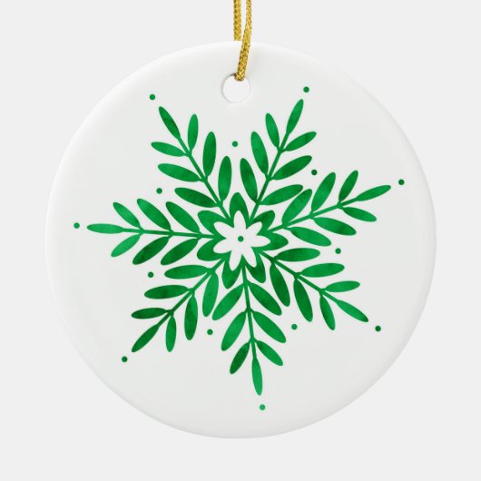 Emerald Waterverf Snowflake Keramisch Ornament (Voorkant)