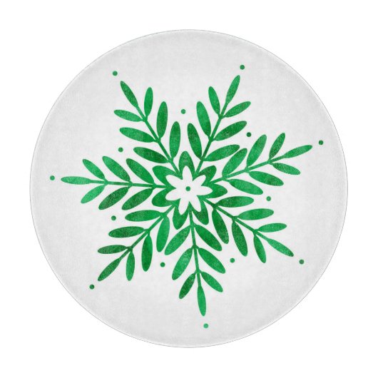 Emerald Waterverf Snowflake Snijplank (Voorkant)