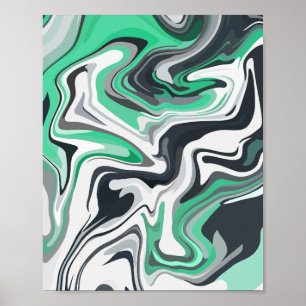 Emerald Waves in Abstracte vloeiende kunst Poster