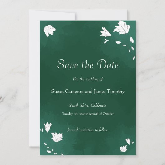 Emerald Wedding Waterverf floral Save the Date (Voorkant)