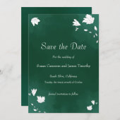 Emerald Wedding Waterverf floral Save the Date (Voorkant / Achterkant)