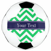 Emerald White LG Chevron Navy Blue Name Monogram Voetbal (Voorkant)
