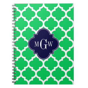 Emerald White Moroccan #5 Navy 3 Initiaal Monogram Notitieboek