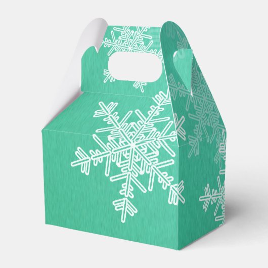 Emerald White Sneeuwvlokken Minimalistische Kerstm Bedankdoosjes (Achterkant)