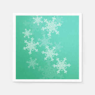 Emerald White Snowflakes Minimalistische kerstnaam Servetten