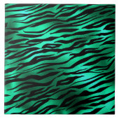 Emerald Wild Glam Zebra Stripe Tegeltje (Voorkant)