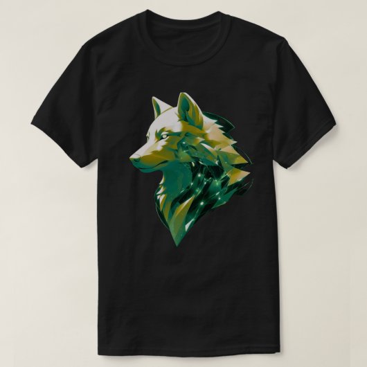 Emerald Wolf Geometric Cosmic Animal Art T-shirt (Design voorkant)