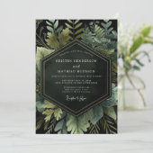 Emerald Woodland Botanical Wedding Kaart (Staand voorkant)