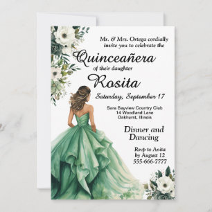 Emeraldgroene Quinceanera-uitnodiging Kaart