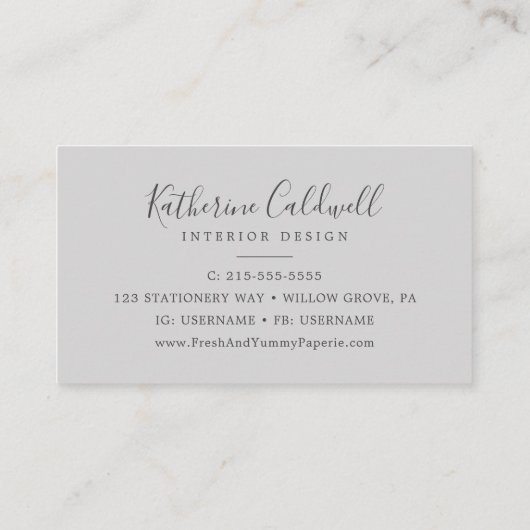 Émeraude | Carte de visite gris (Dos)