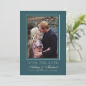 Émeraude élégante Faire-part de mariage photo à pe (Debout devant)