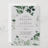 Émeraude | Faire-part de mariage Décontracté gris (Devant)