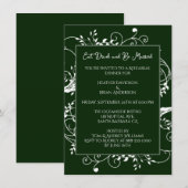 Émeraude Green Flourish Reply Dîner Invitation (Devant / Derrière)