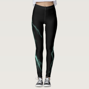 Émeraude Green Lightning Strikes Spandex Leggings