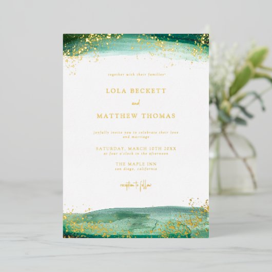 Émeraude Moderne Faire-part de mariage (Debout devant)