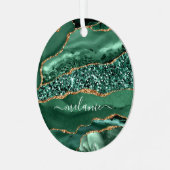 Émeraude Or Vert Votre Nom Ornement de Noël (Avant gauche)