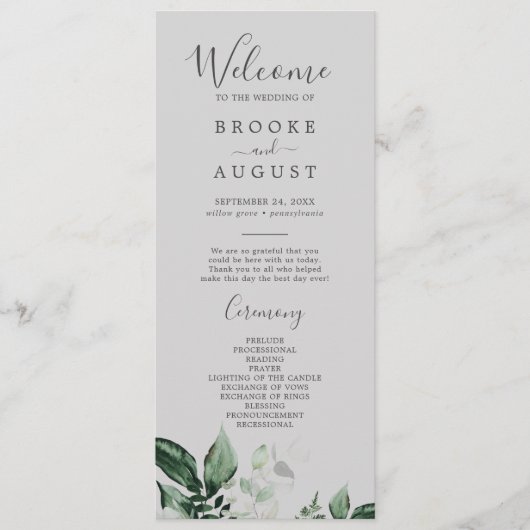 Émeraude | Programme de mariage gris (Devant)