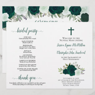 Émeraude Roses Programme de Mariage Catholique Pli