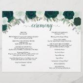Émeraude Roses Programme de Mariage Catholique Pli (Dos)