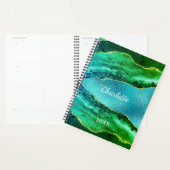 Emeraude vert bleu agate marbre nom script (Devant avec enveloppe)
