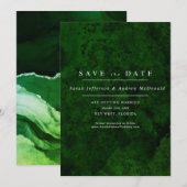 Émeraude Vert & Calligraphie Argent Invitation Ant (Devant / Derrière)