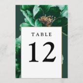 Émeraude Vert Et Or Floral Numéros De Table Modern (Devant)