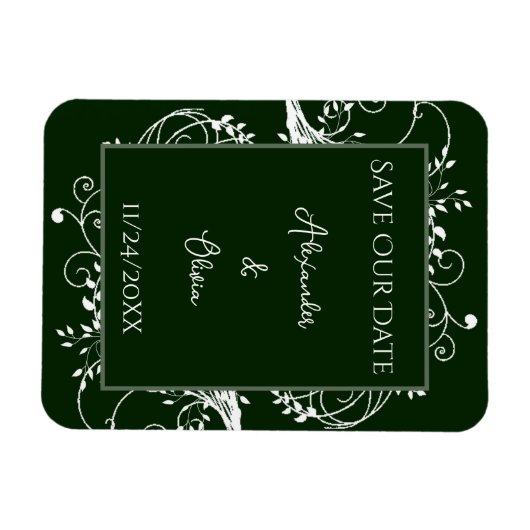 Émeraude Vert Flourdir Économisez La Date Magnet (Horizontal)