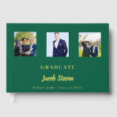 Émeraude vert or nom script photo Graduation (Recto)