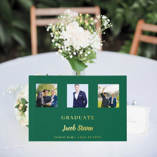 Émeraude vert or nom script photo Graduation