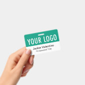 Émeraude vert PVC Badge Horizontal Nom du travail  (Manuel / portable)