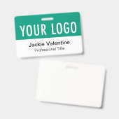 Émeraude vert PVC Badge Horizontal Nom du travail  (Avant & arrière)