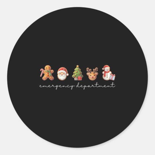 Emergency Department Christmas Ed Tech Nurse Merry Ronde Sticker (Voorkant)