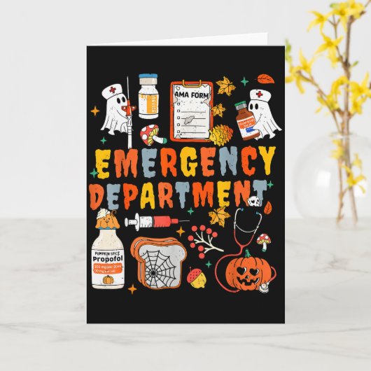Emergency Department Funny Er Nurse Halloween Soky Kaart (Gele Bloem)