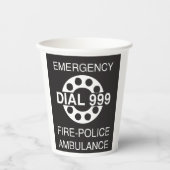 Emergency Dial 999 Sign Fire Police Ambulance Papieren Bekers (Voorkant)