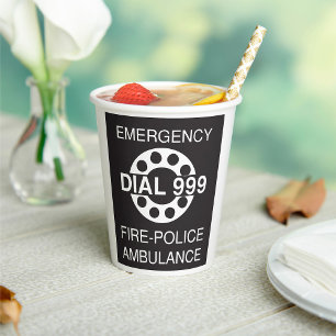 Emergency Dial 999 Sign Fire Police Ambulance Papieren Bekers